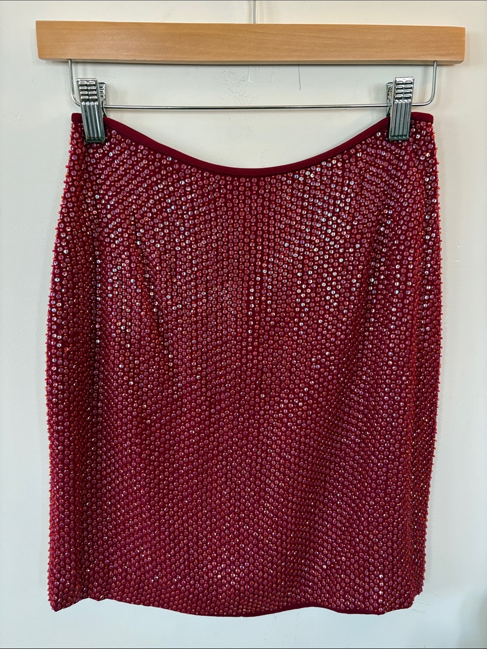 Luciano Tempesta Magenta Silk Sequin Pencil Skirt